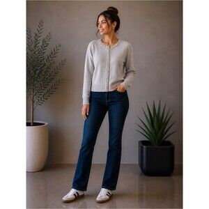 Kaos Beige-Gray Rhinestone Wool Cardigan